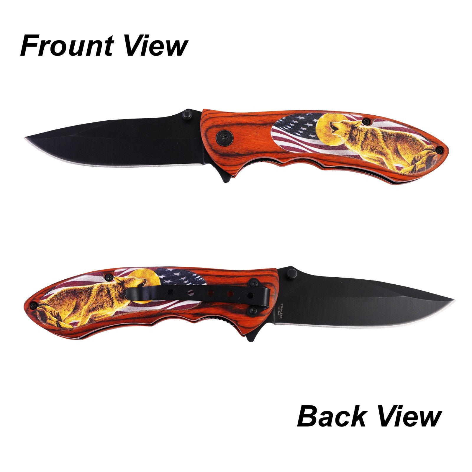 Wolf Pocket Knife with Pocket Clip Durable, Compact & Ready for Any Adventure