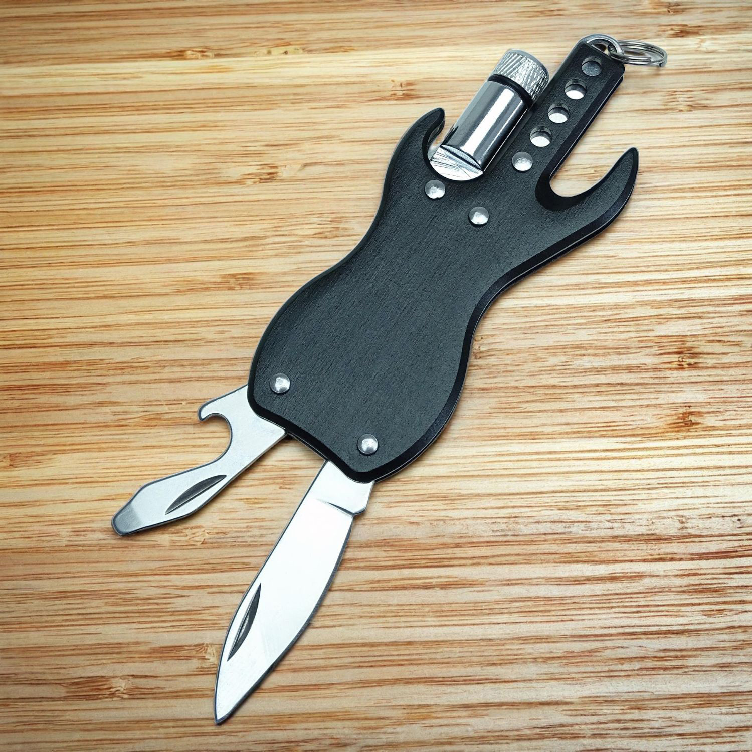 keepdrum KDMT-BK Multitool Keychain Guitar Black