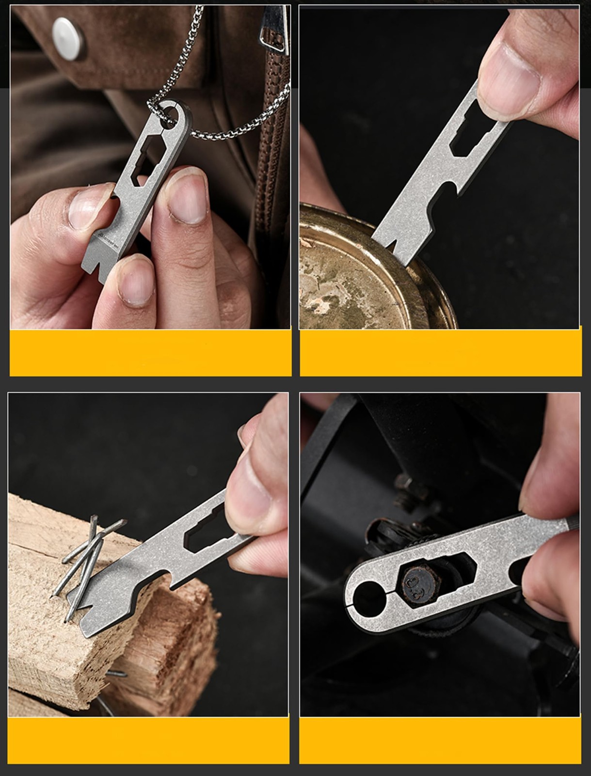 Titanium Mini Pry Bar Multi Tool 2.36″ with Bottle Opener Nail Puller Box Ope…
