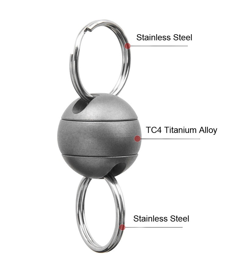 360 Degree Rotation EDC Titanium Gimbal Ring Portable Double Keychain Pendant