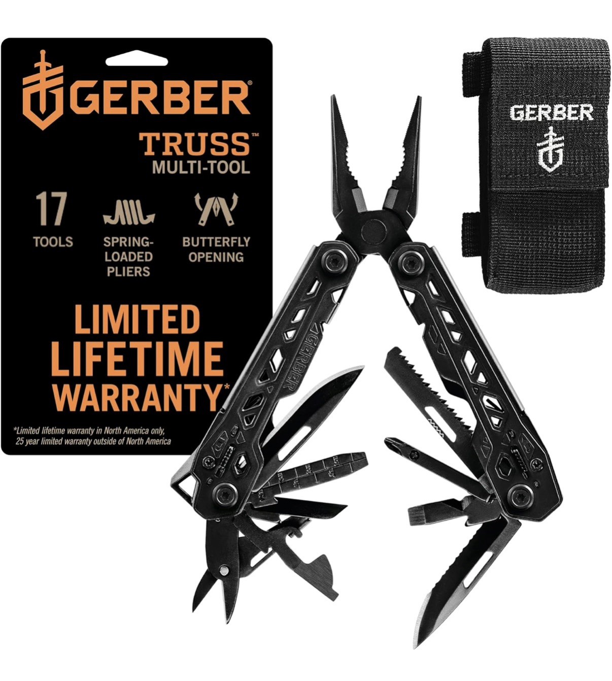 Gerber Truss Needle Nose Pliers Multi-Tool with MOLLE Sheath – Black (31-003884)