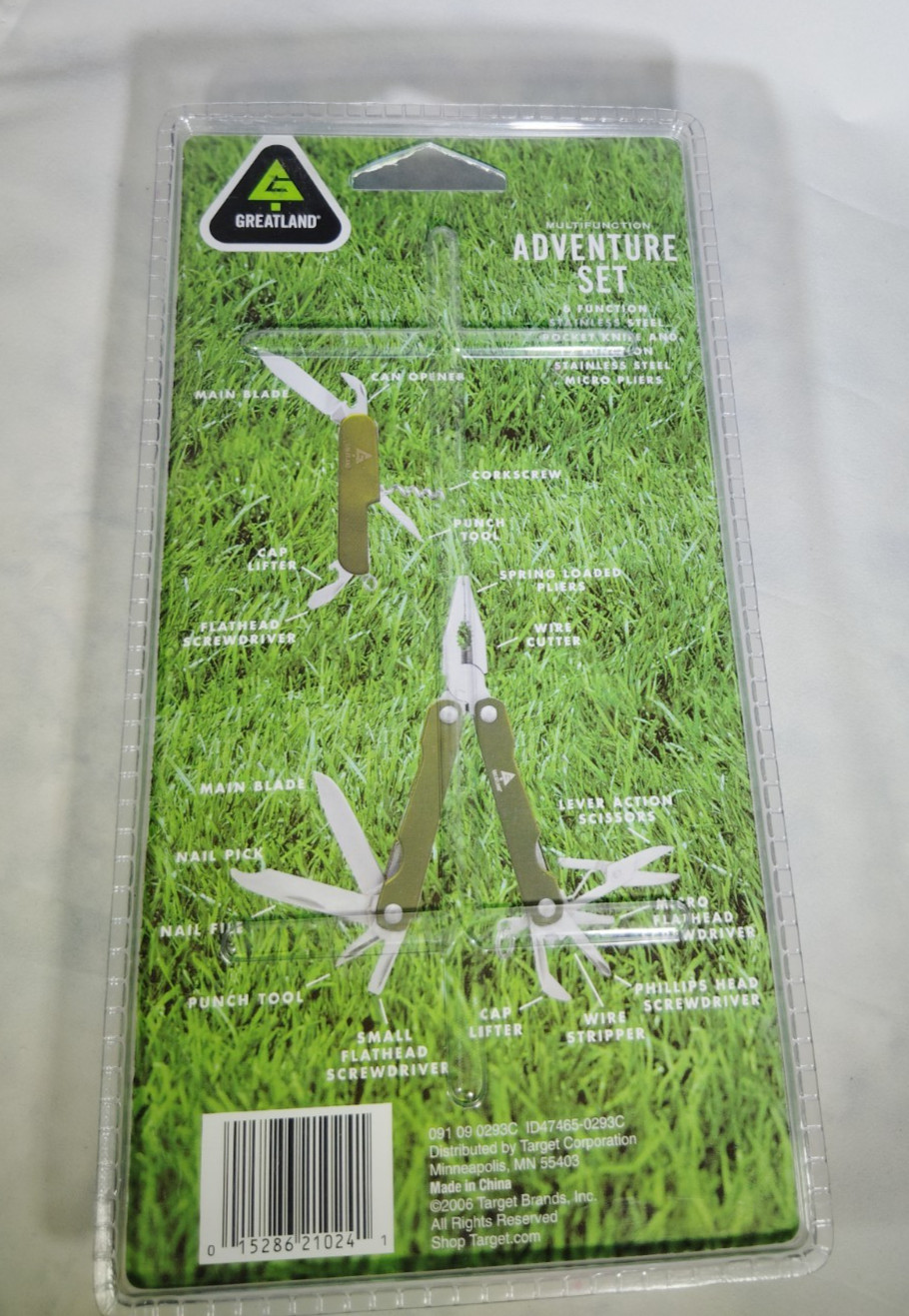 Dark Green Multi Tool 6 Function Stainless Steel Pocket Knife & Micro Pliers Set