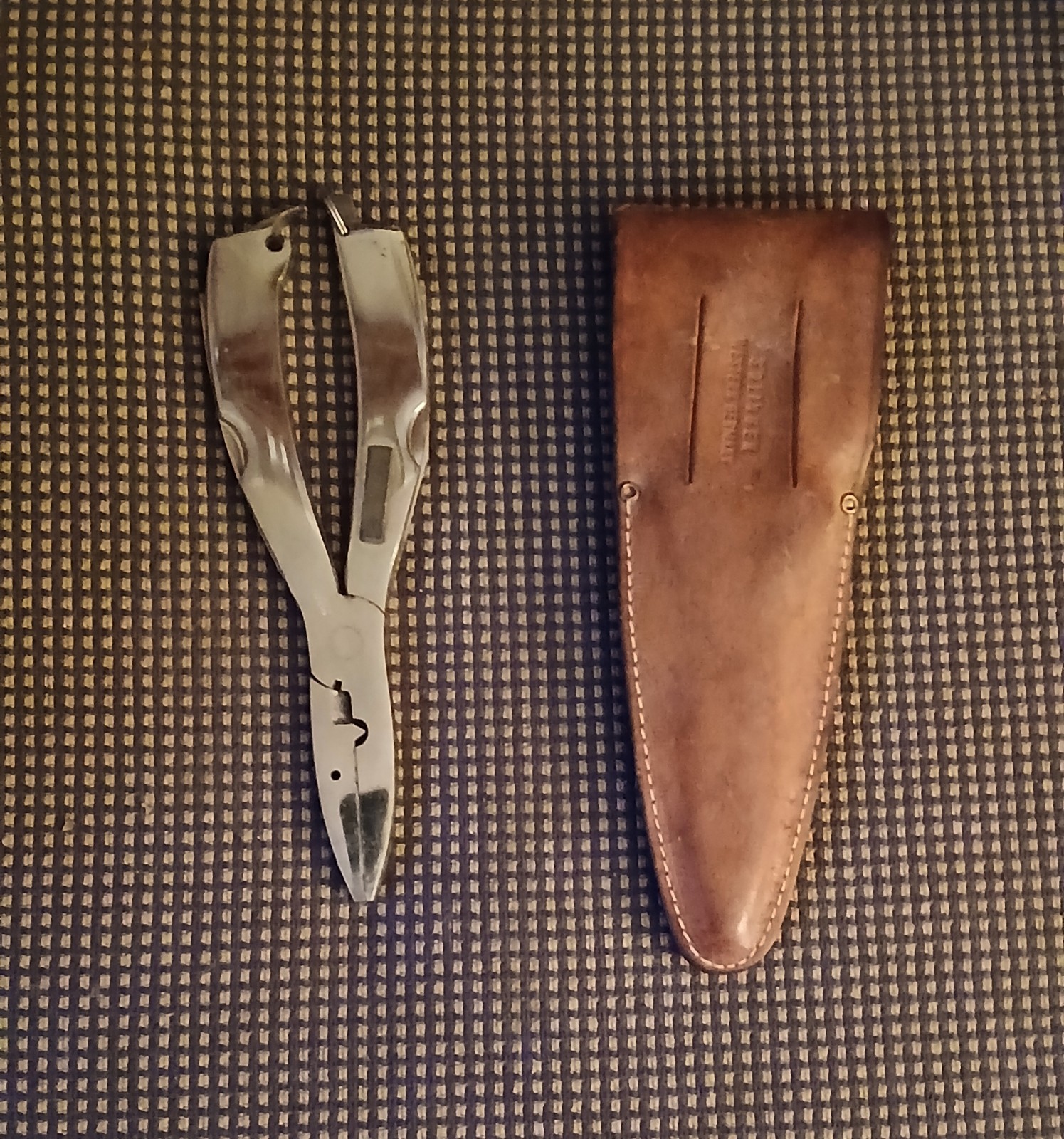 Vintage Solingen W. Germany Stainless Steel Fishing Multitool & Original Sheath