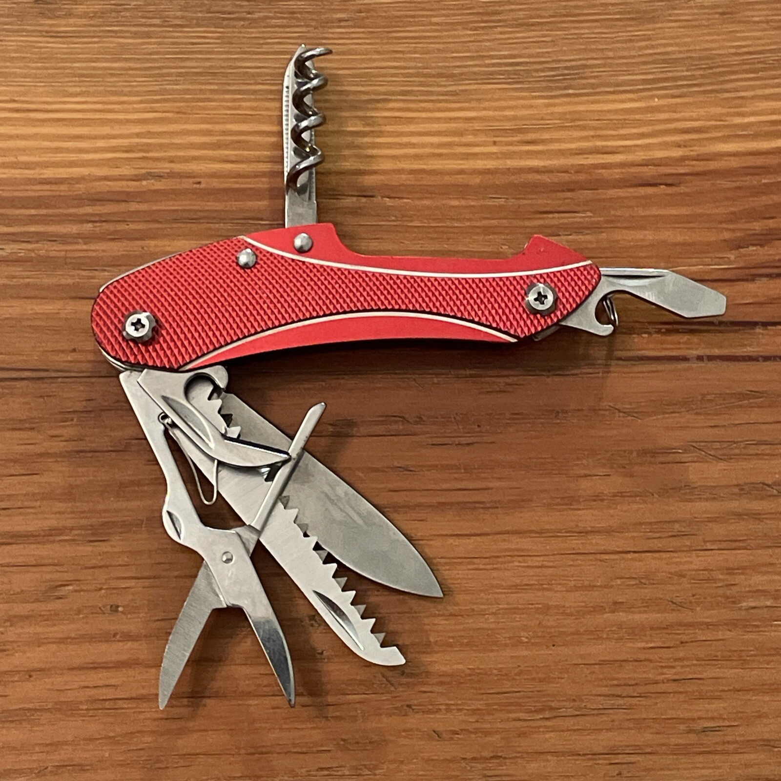 Columbia Red Multifunction Tool Pocket Knife Stainless Camping Hiking Outdoors