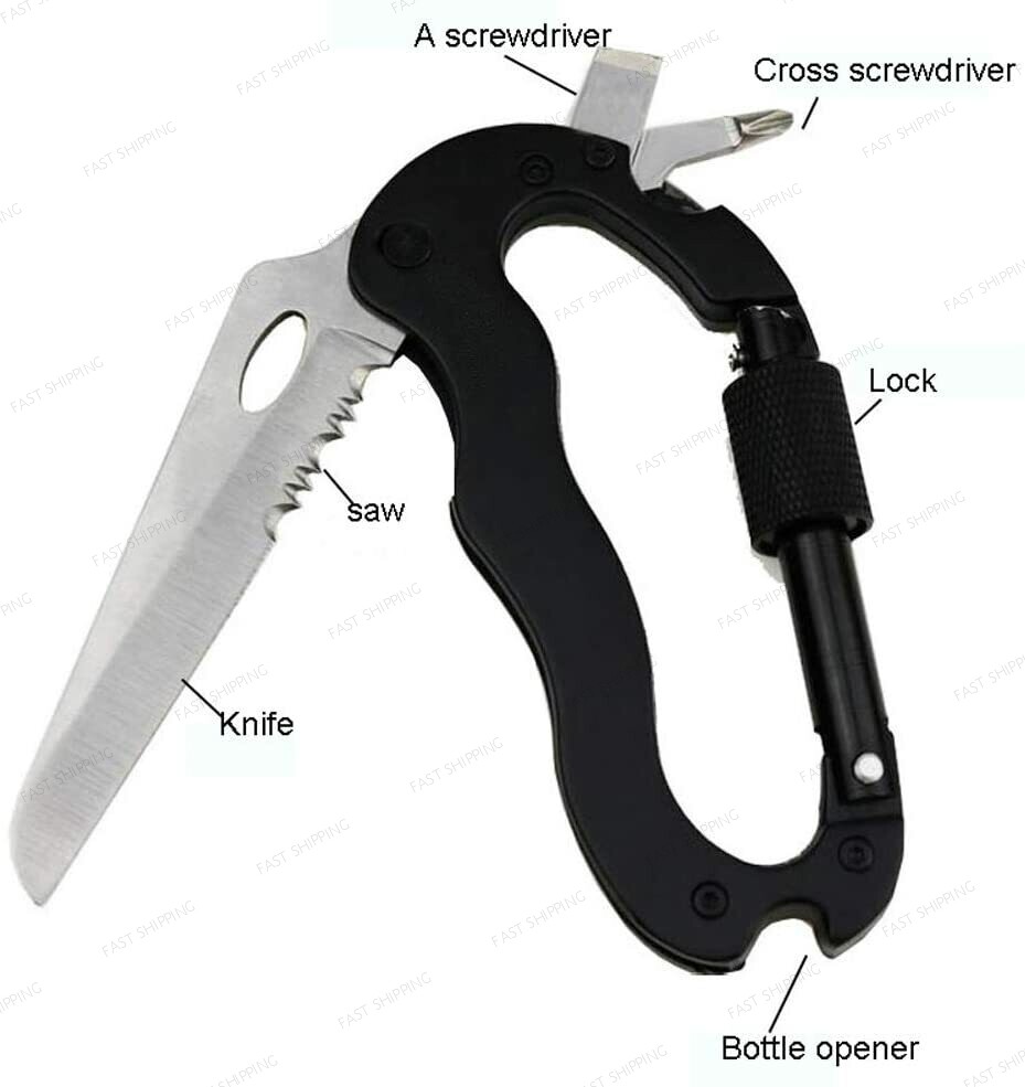 Carabiner Keychain Key Holder Screwdriver Survival Camping EDC Gear Multi-Tool