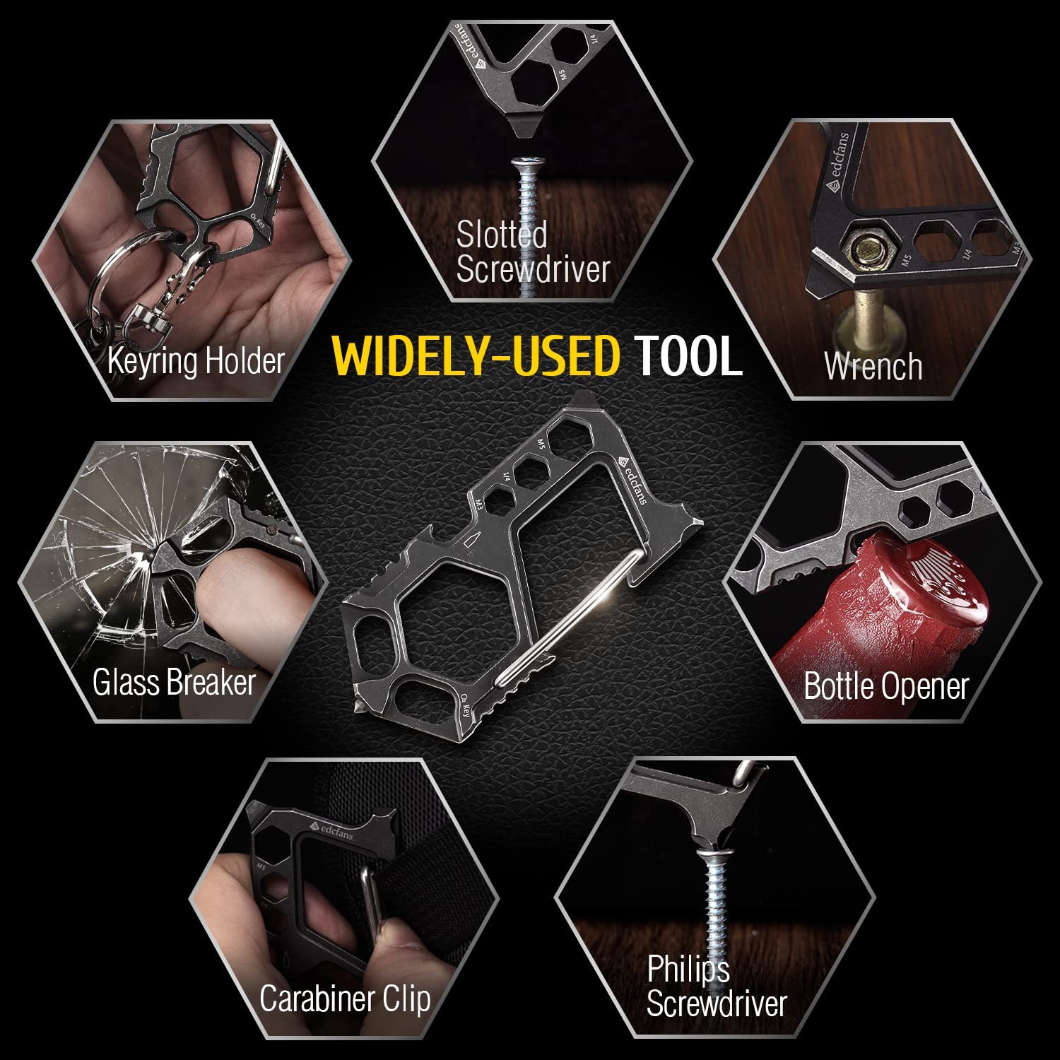 Carabiner Keychain Stainless Steel Multitool – 11 in 1 Tactical Emergency Sur…