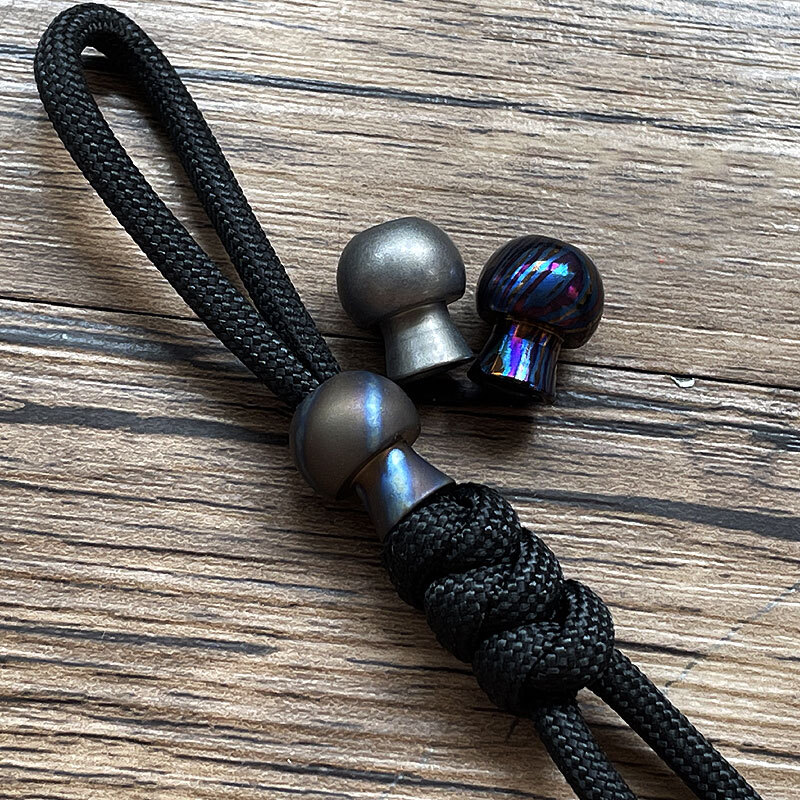 EDC Titanium Alloy Timascus Mushroom Key DIY Pendant Bead Parachute Cord Lanyard