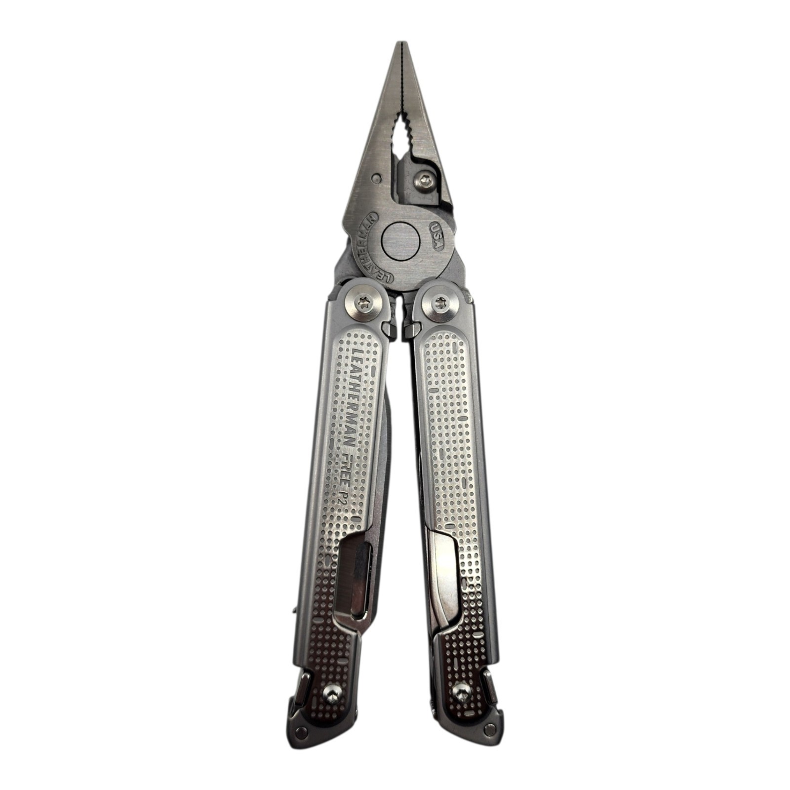 Retired LEATHERMAN FREE P2 Multi-Tool Plier w/ Grey Nylon Sheath USA EXCELLENT