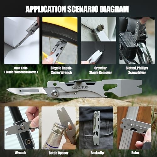Multitool Pry Bar Wrench with Screwdriver, Box Cutter, Bottle Opener – EDC Pocke