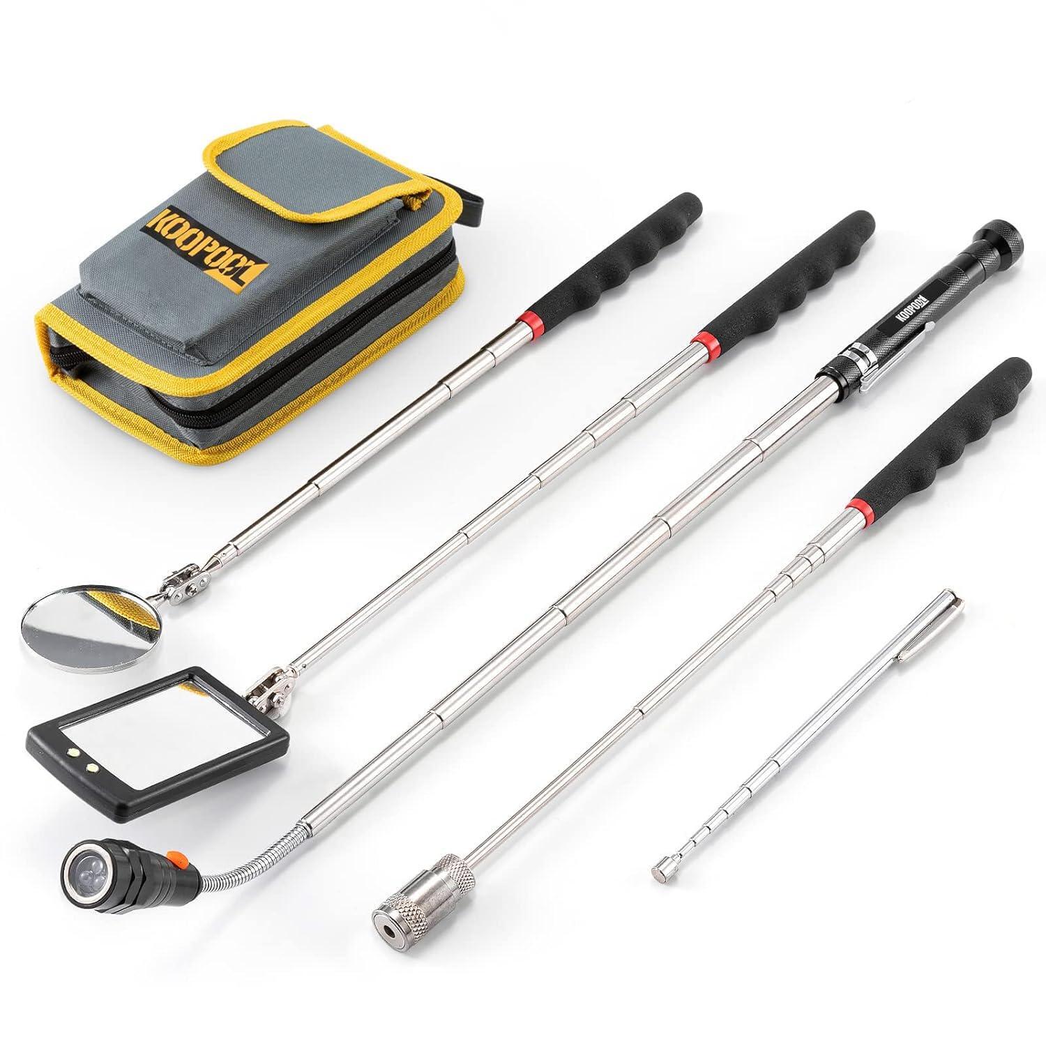 Telescoping Magnetic Pickup Tool Set-Extendable Magnet Flashlight With Gadgets