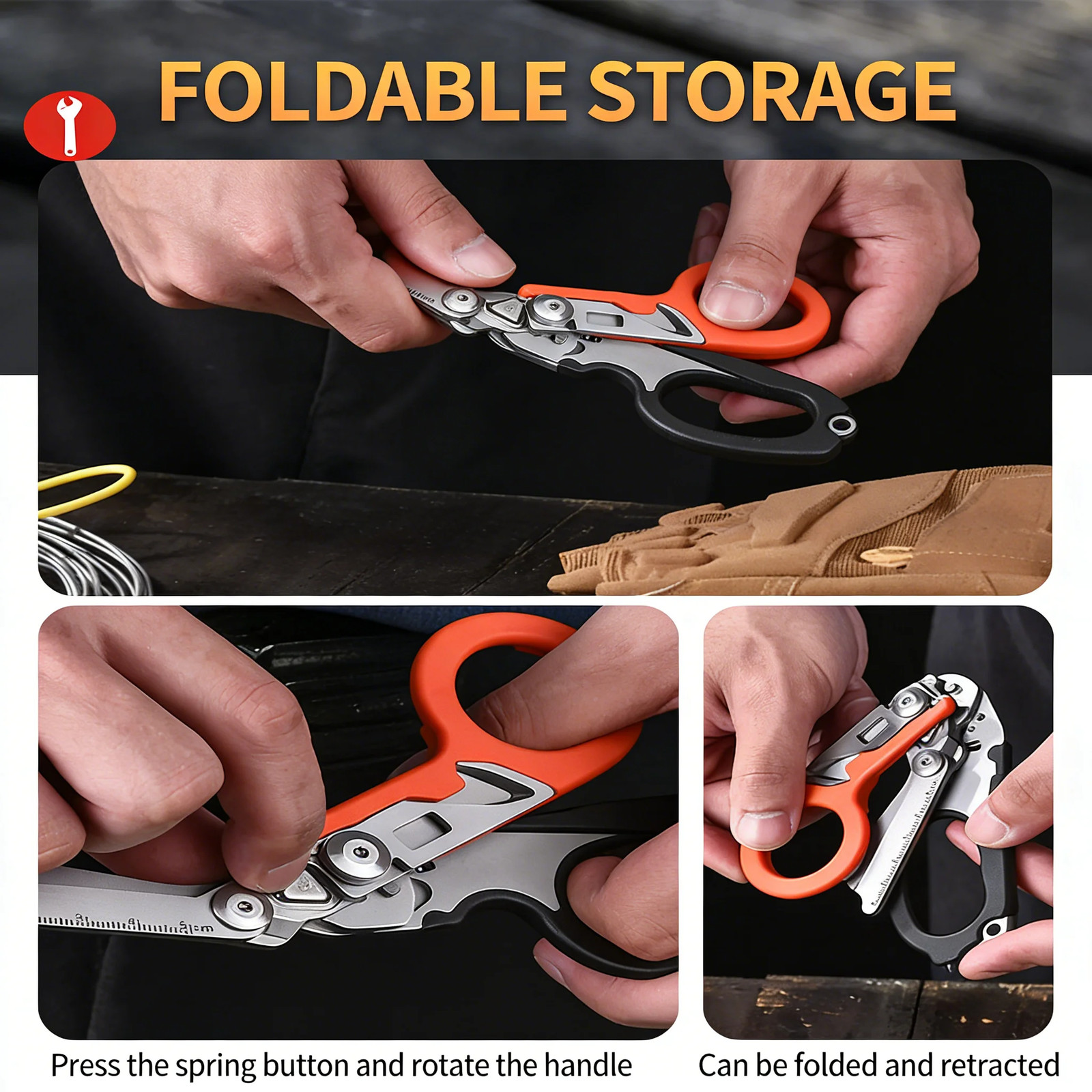 Multifunctional Emergency Rescue Shears with Strap Cutter Glass Breaker Outdoor