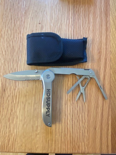 LOT OF 2 HD SUPPLY CALCULATOR & MULTI-TOOL KNIFE WITH BELT SHEATH NIB