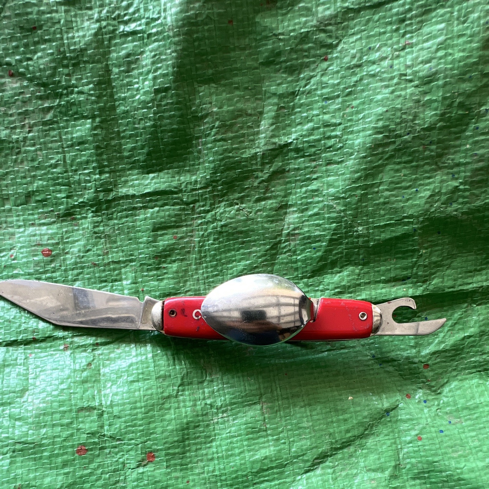 Colonial Prov USA camper hobo pocket Knife w/ Fork Spoon, bottle Opener .