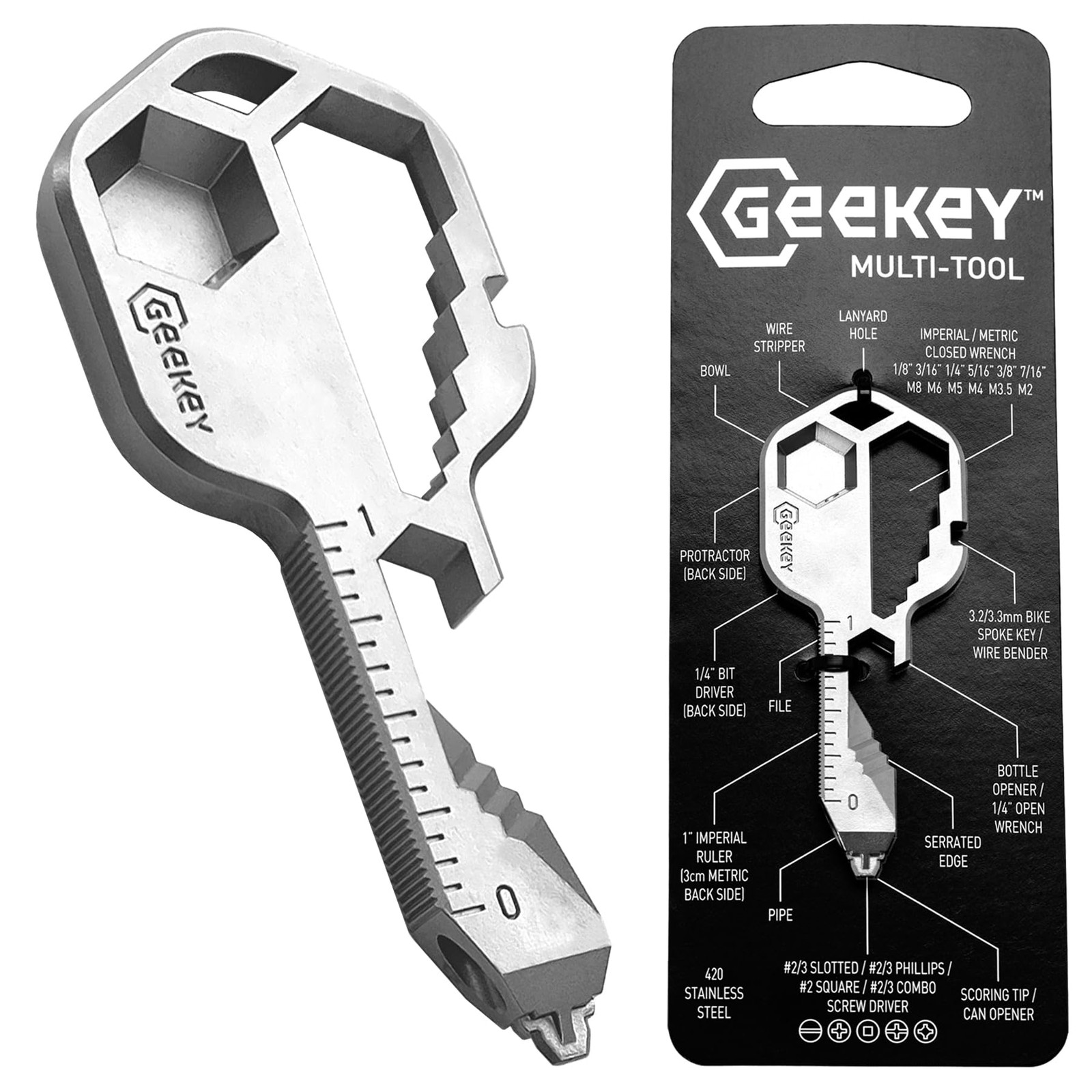 Keychain Multitool: 16+ Functions, Bottle Opener, Screwdriver, TSA Safe