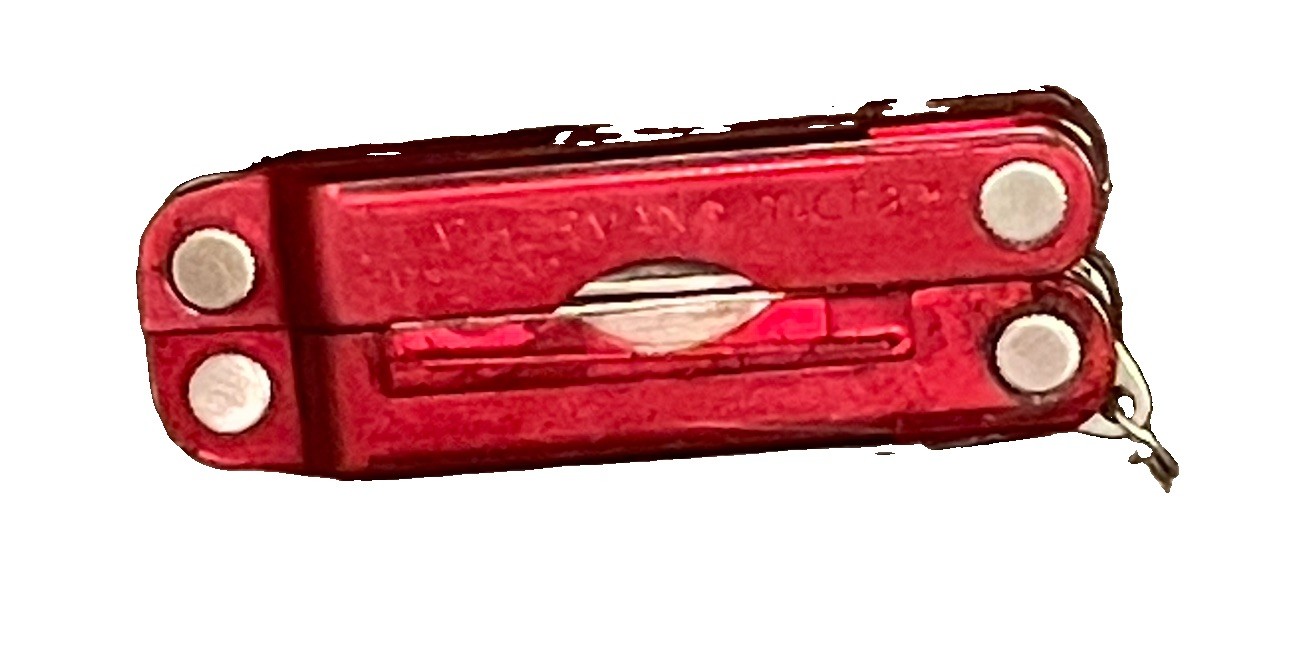 Vintage Leatherman Micra Multi-Tool Red Plastic Shell USA ~Works Great~ #10