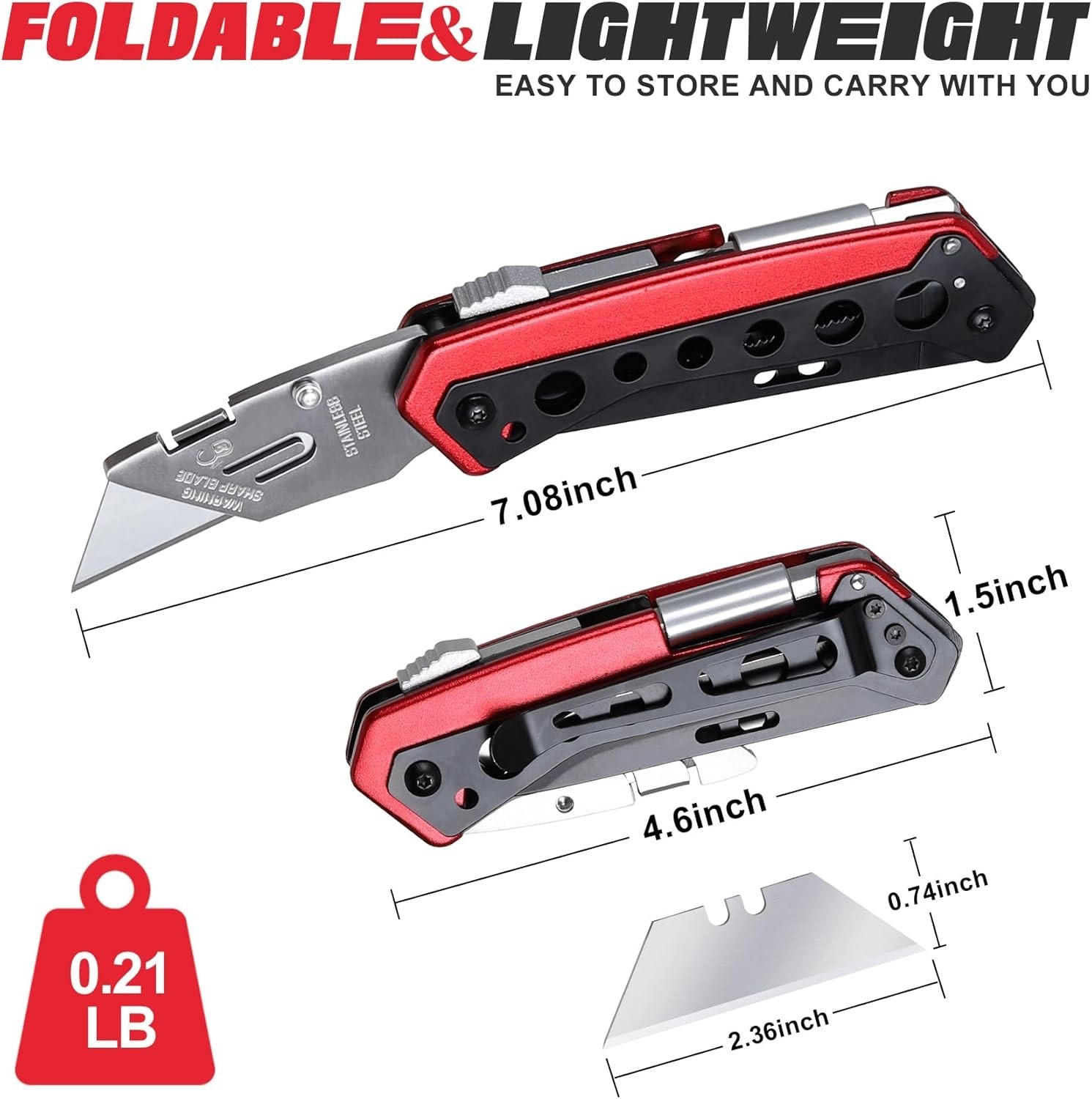 Utility Multitool Knife, Box Cutter, EDC, Work Folding Knifes, 6 in 1 Multitool