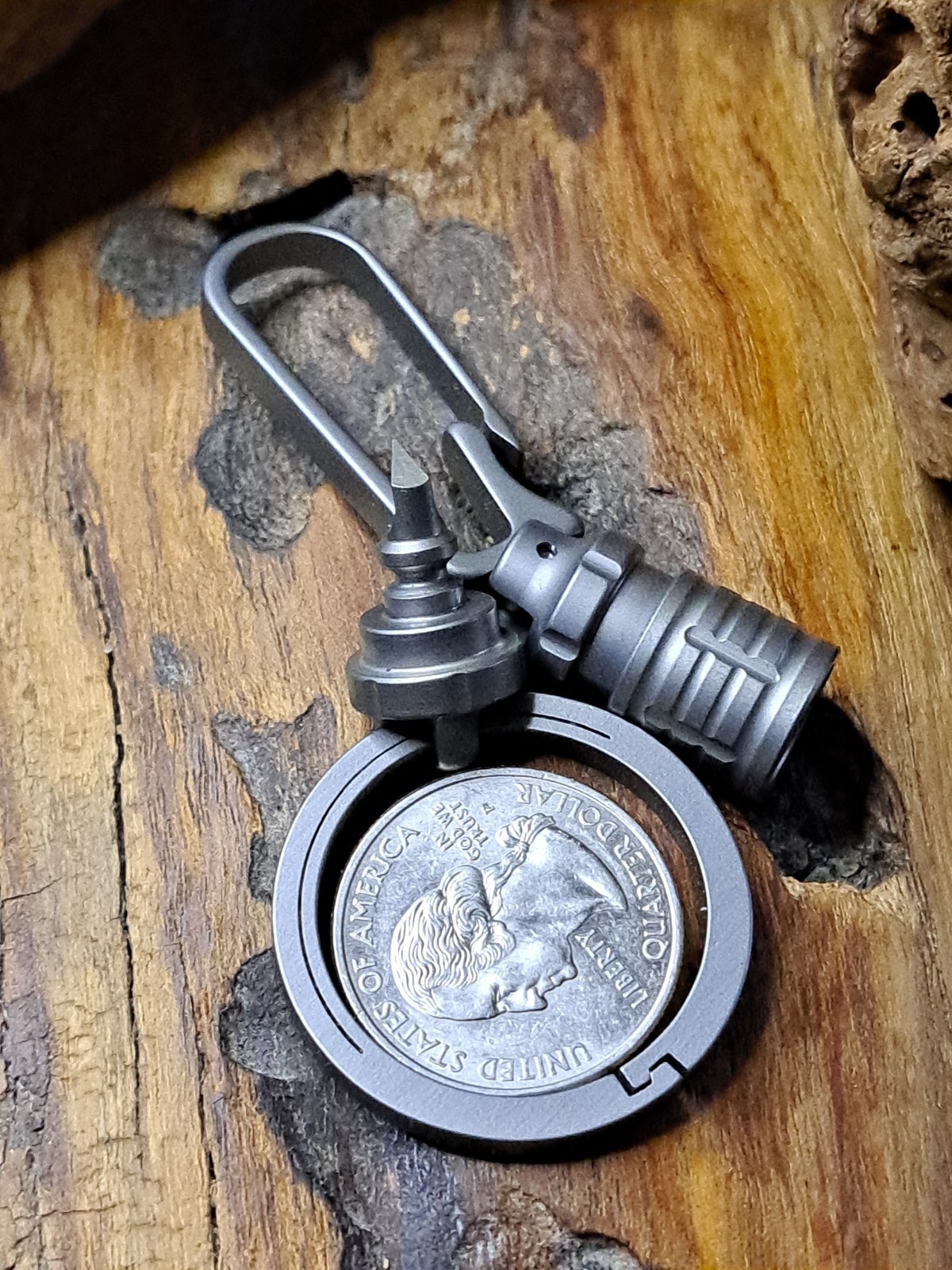 EDC Titanium Keychain Belt Loop Clip Quick-Release With Built-in Box Opener
