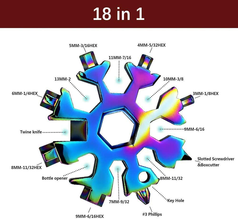18-in-1 multi-function tool kit- Allen Wrench. Phillips, Flat head-SNOWFLAKE