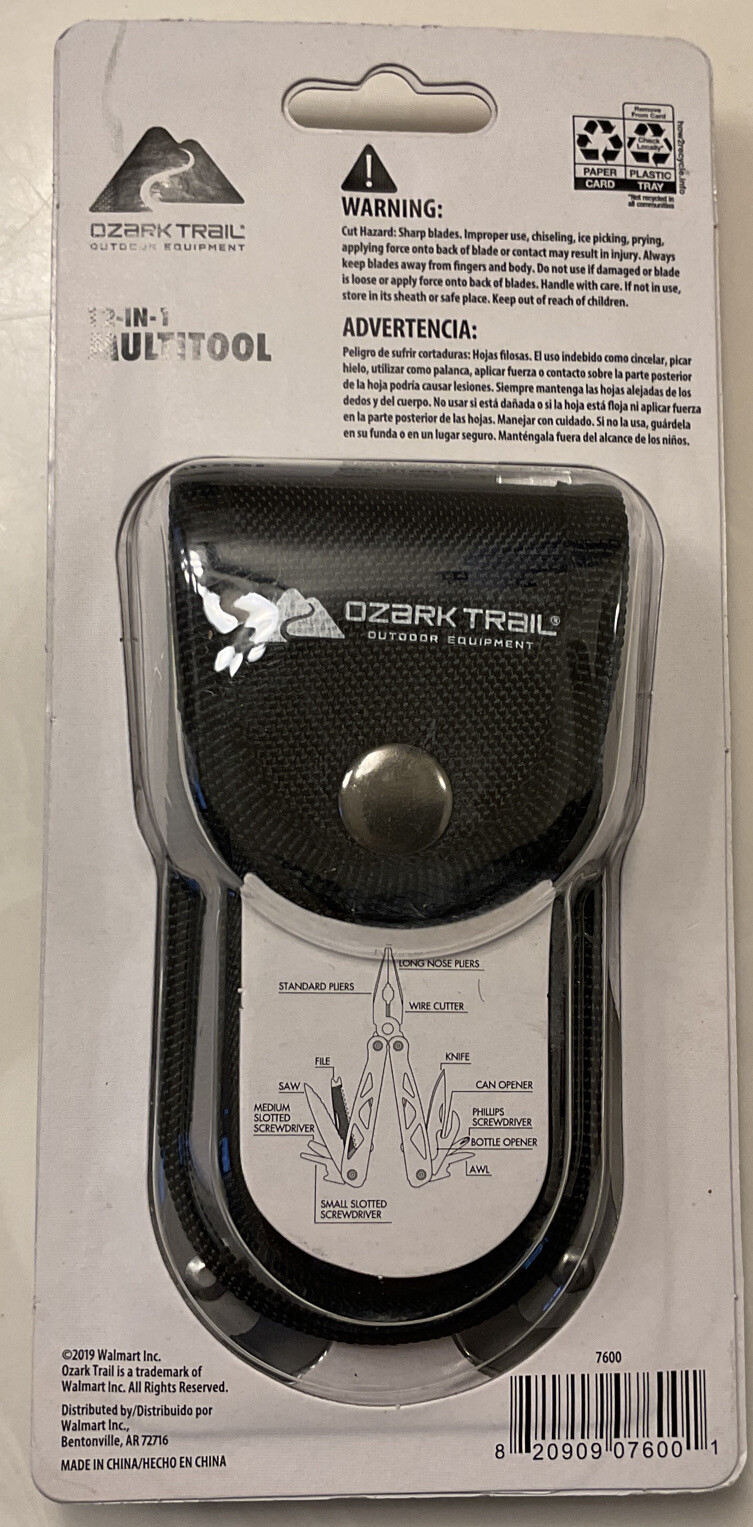 NIB Ozark Trail 12-in-1 Multi Tool w/ Sheath Camping Fishing NEW