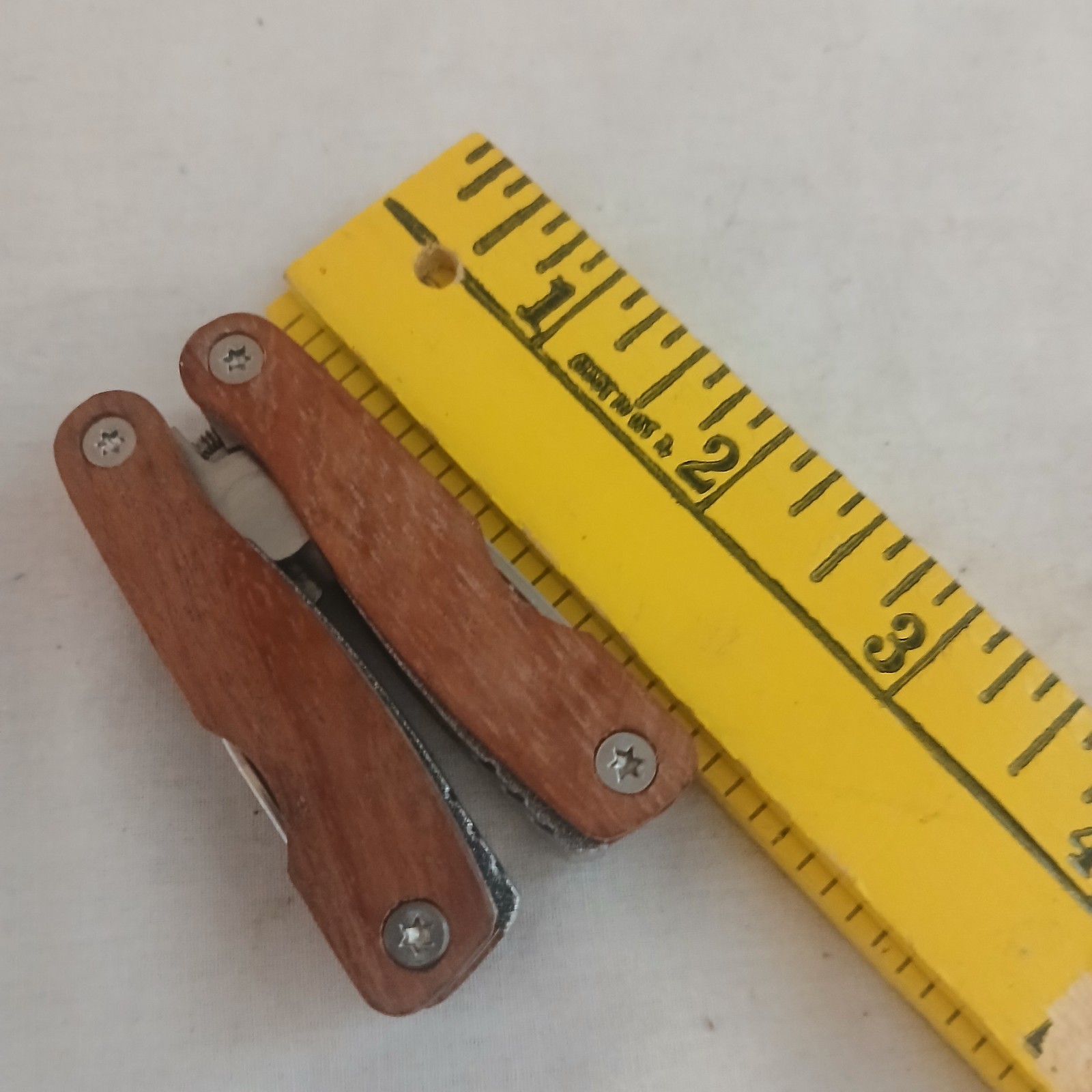 Teak wood Mini Multi Tool 9 Tools Quality 3 inches When Closed Vivid Grain