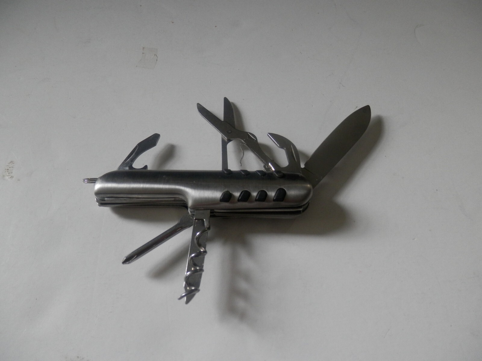 Swiss Style Stainless Steel Pocket Knife w/ Corkscrew Scissors Bottle Opener