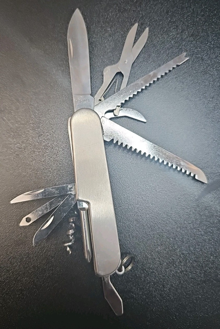 Wilcor Silver Multipurpose Multi Tool Pocket Knife 11 Function Camping Hunting