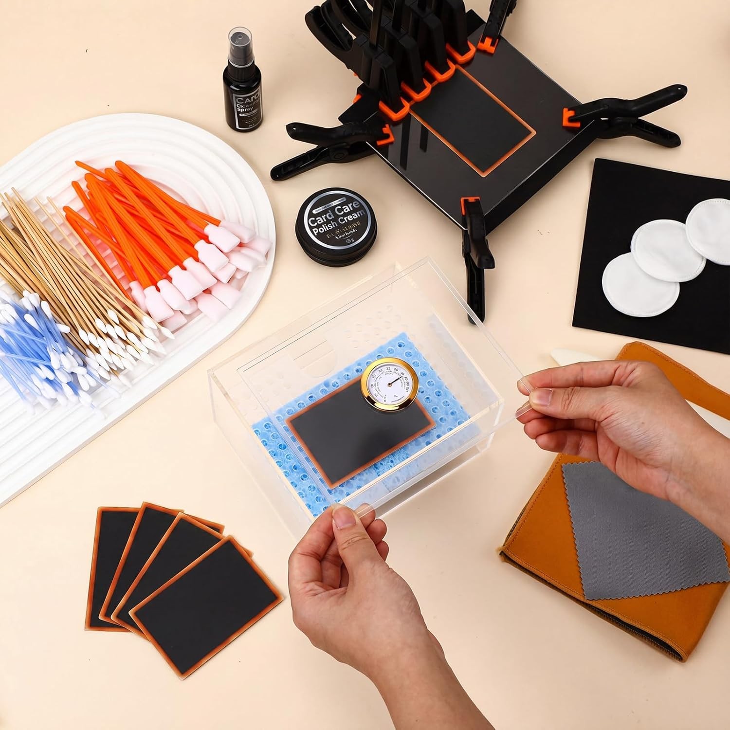 642 Pcs Card Flattening Tool Kit Trading Card Cleaning Care Tool Repair Accessor