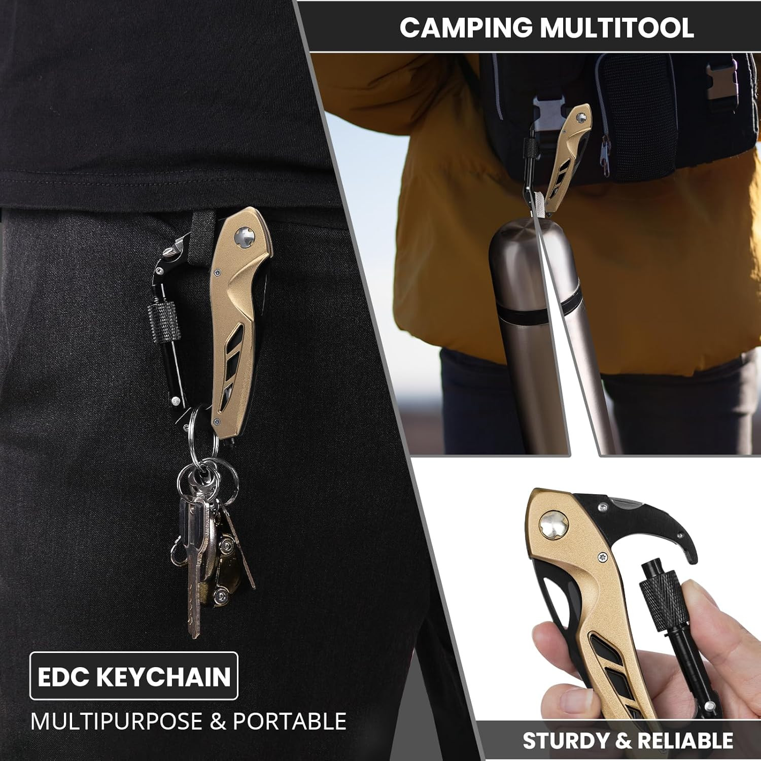 Multitool Knife, Gift for Men (Gold)