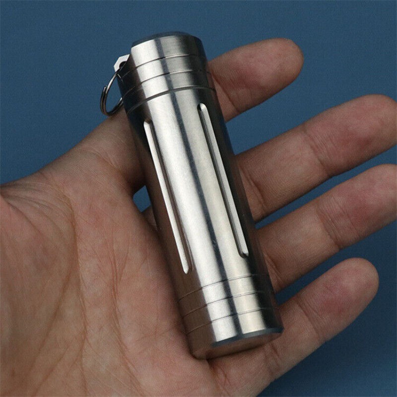 Titanium Alloy Waterproof Case EDC Portable Pill Medicine Capsule Storage Tools
