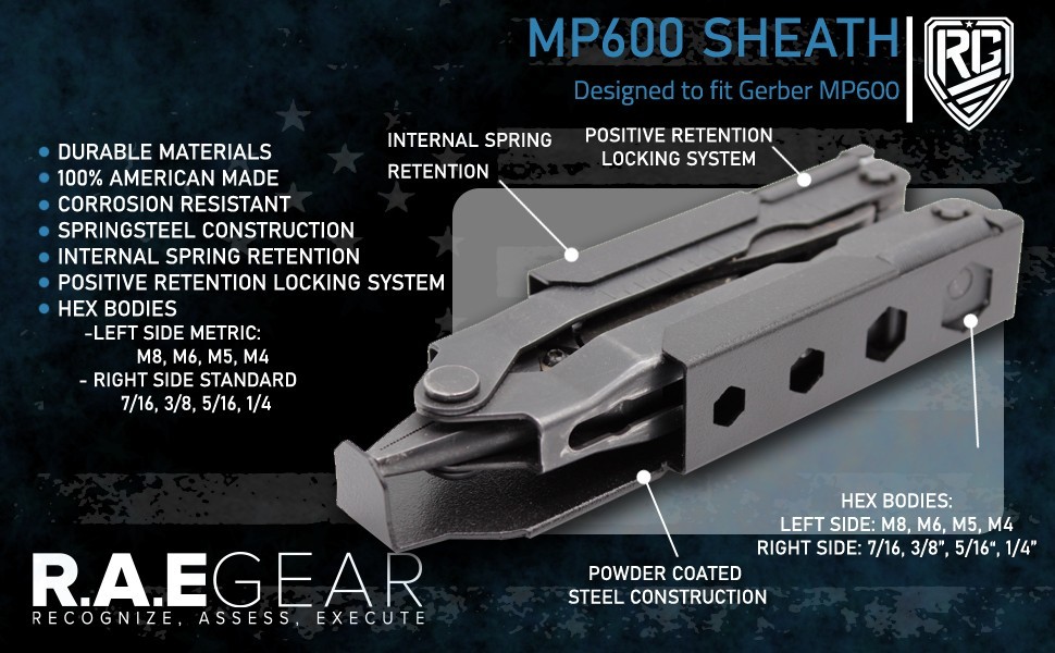MP600 multitool sheath – designed by RAE GEAR USA – compatible with GERBER