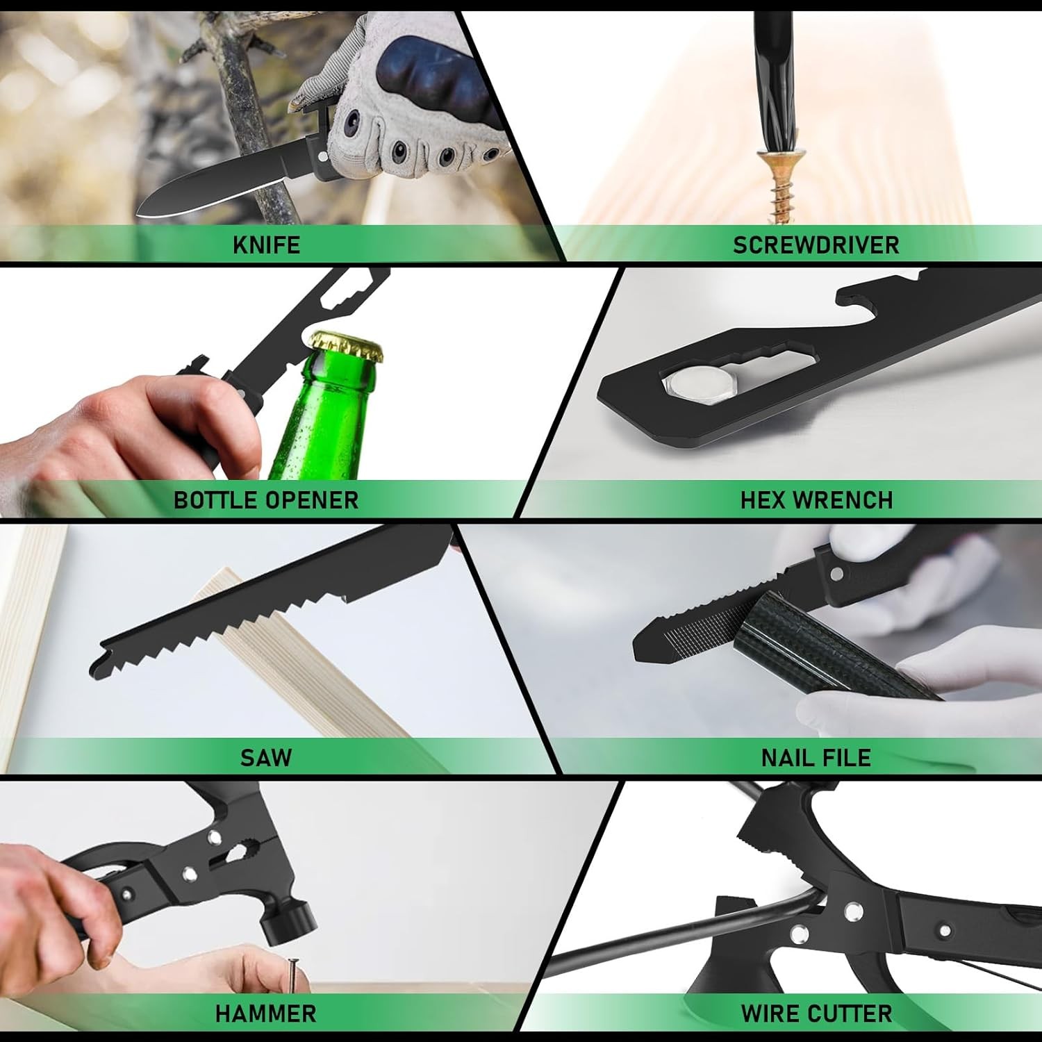 15-in-1 Multitool Axe Hatchet, Birthday Gifts for Men, Essential for Camping, Hi