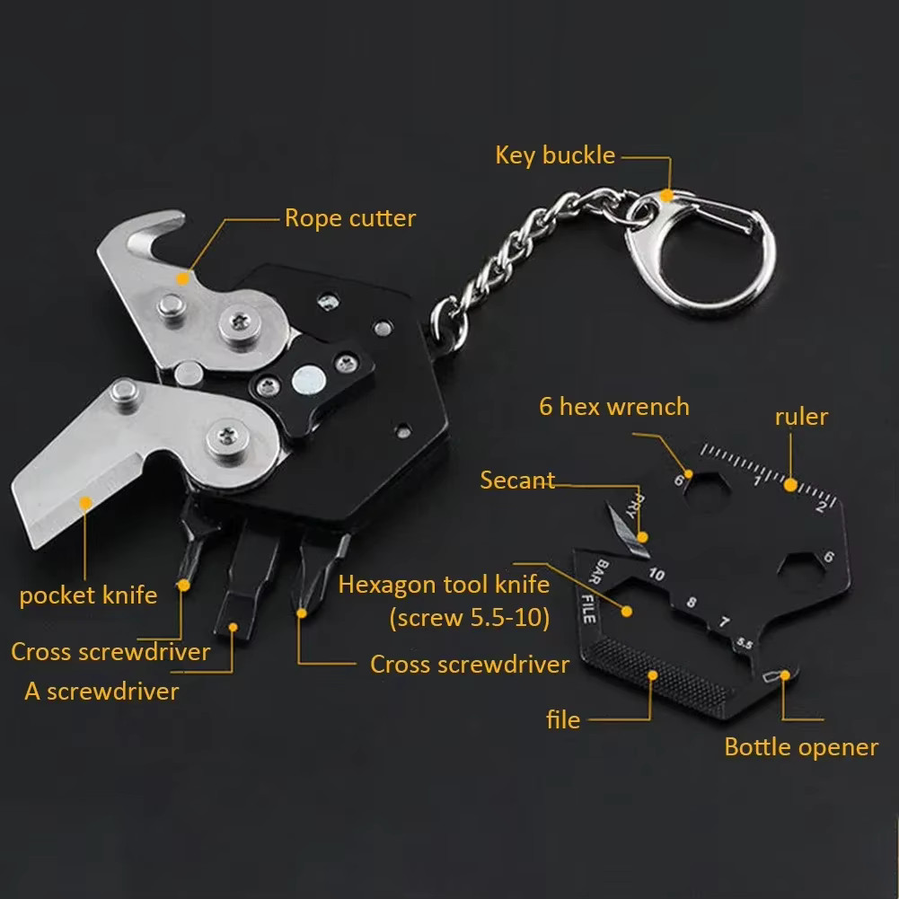 Multifunctional Keychain Screwdriver Hexagon Folding Coin Knife EDC Tool