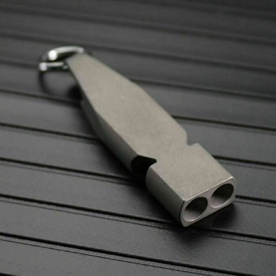 Titanium Keychain 2 Tubes Whistle with Bottle Opener Outdoor SOS Survival Tool
