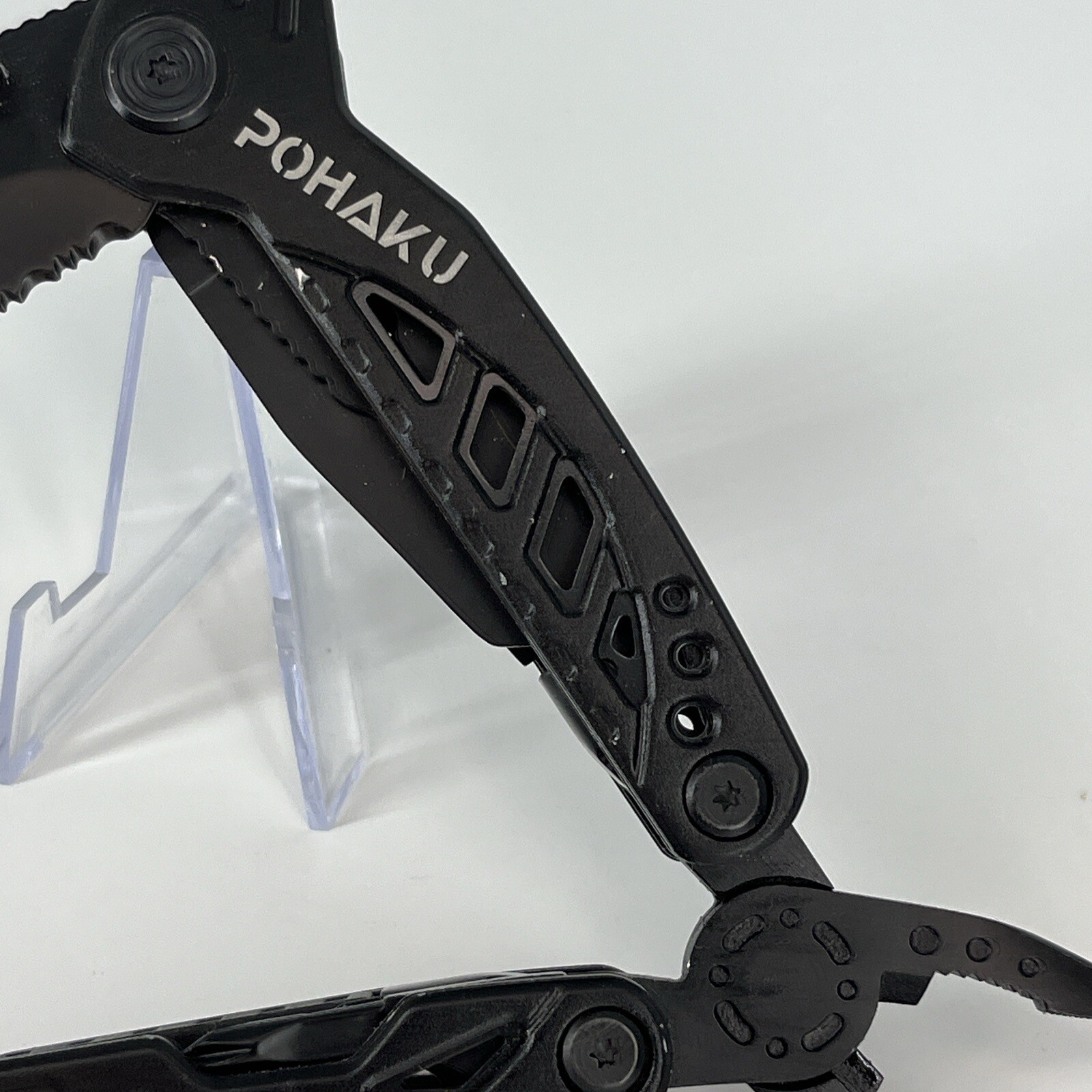 Pohaku Black Stainless Steel Multi Tool Knife, Pliers, File & More Nylon Sheath