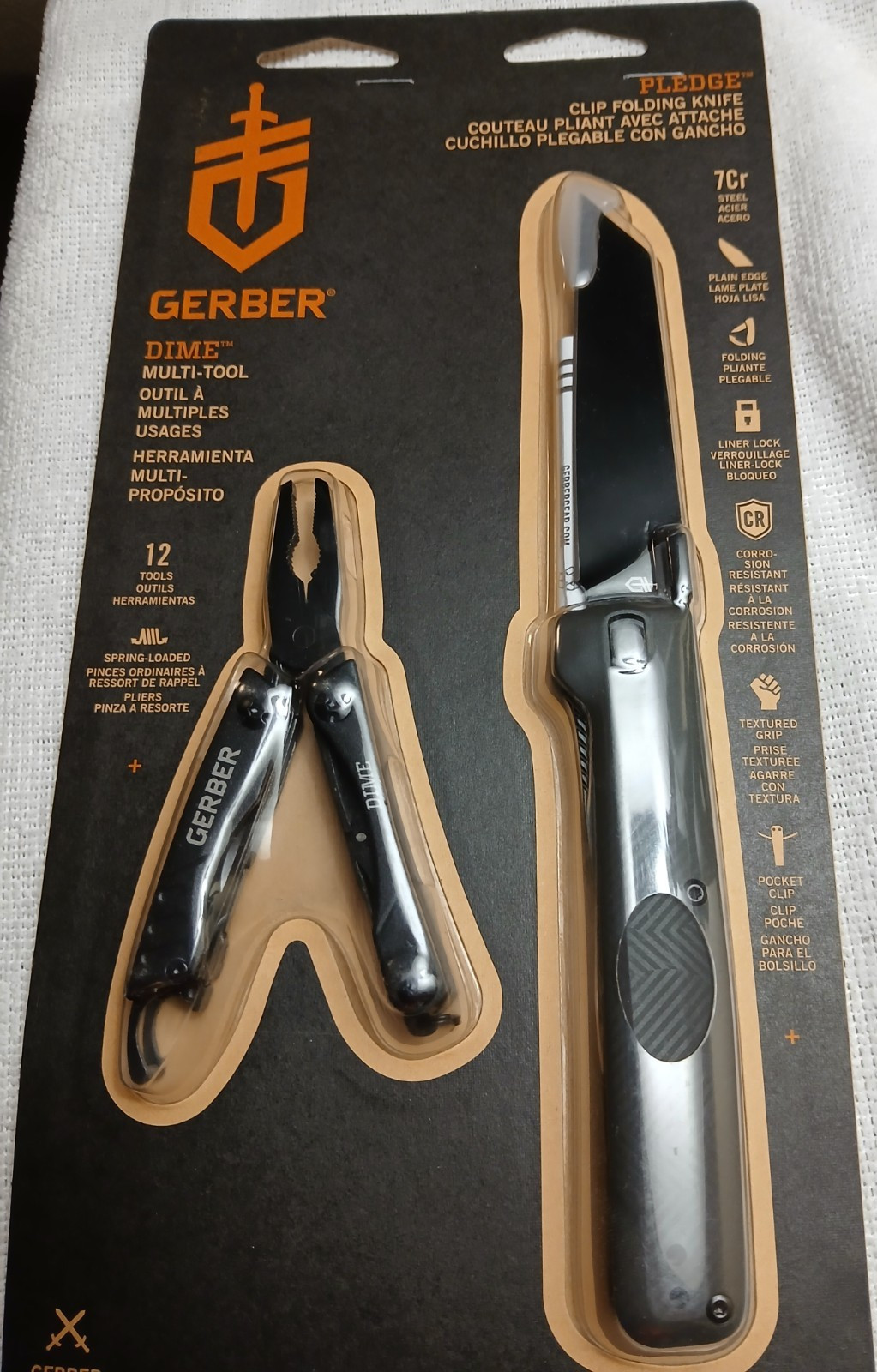 Gerber Dime Multi-Tool 12 Tools Ozark Trail Folding Knife Black Stainless Steel