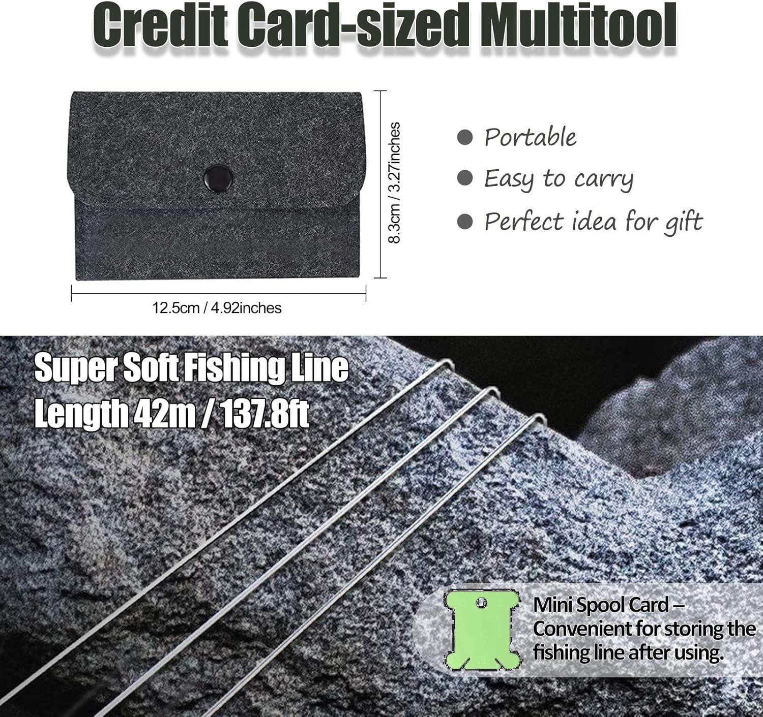Hukado 9PCS Survival Card Multitool Camping Kit with Fishing Line Gear, Multipur