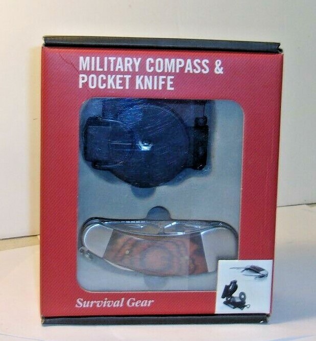 MILITARY COMPASS & POCKET KNIFE SET – TANDY SURVIVAL GEAR – NOS – Sale!