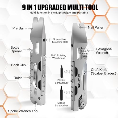 Multitool Pry Bar Wrench with Screwdriver, Box Cutter, Bottle Opener – EDC Pocke