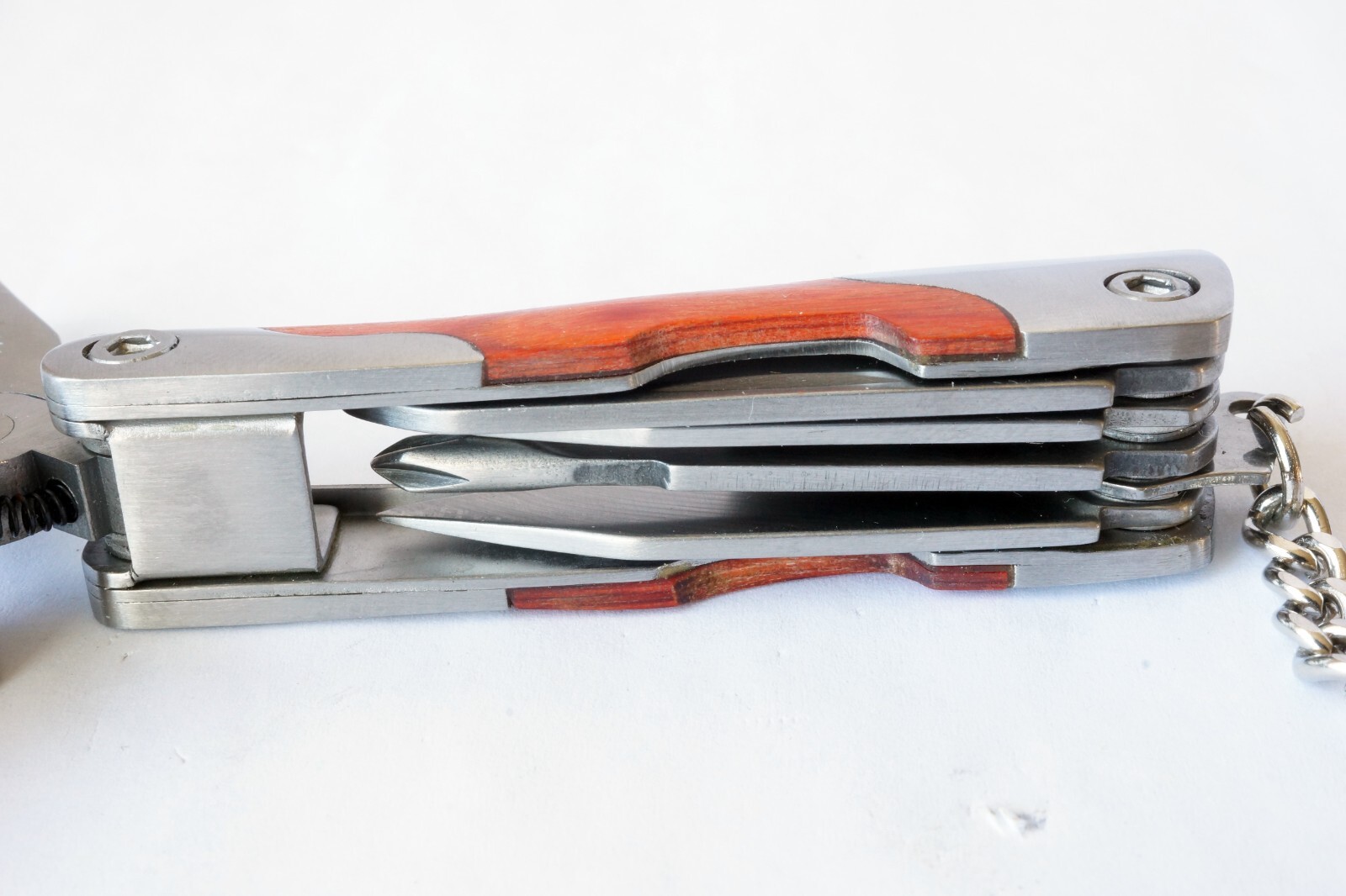Survival Stainless Steel Multi Tool Plier 9 In 1 Portable Compact Wood Handle