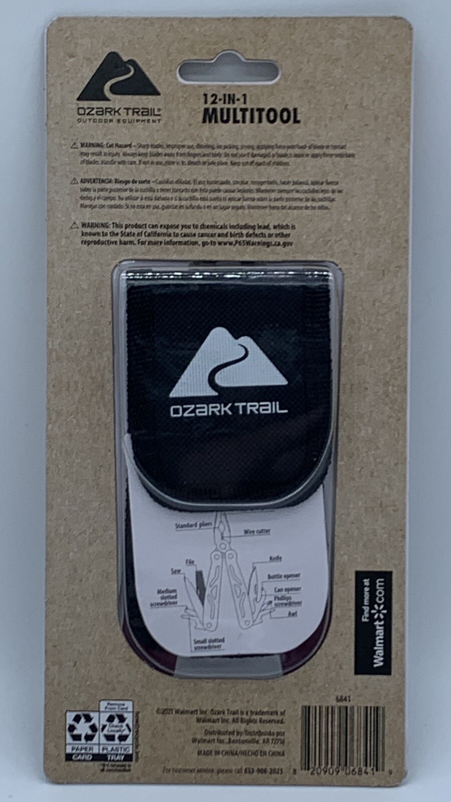 Ozark Trail 12 In 1 Multitool & 7″ Burgundy Stainless Steel Knife With Sheaths