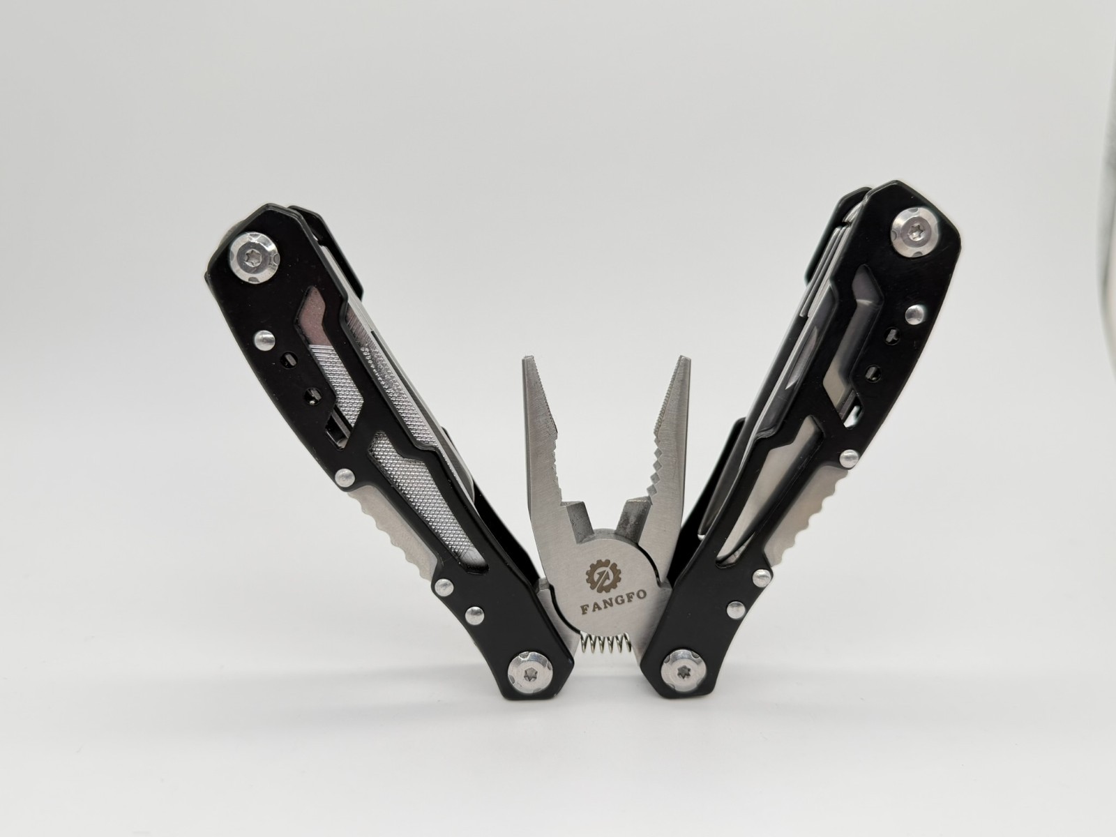 FANGFO 15-in-1 Multi-Tool Black Skeletonized Heavy Duty Pocket Pliers EDC Tool