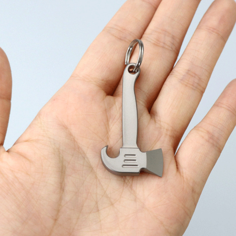 Mini Titanium Alloy Pendant Pry Bar Crowbar Bottle Opener Necklace EDC Keychain