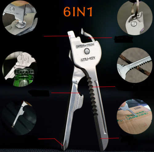 New 6 In 1 Mini Multifunction Foldable Knife Key Swiss Screwdriver Bottle Opener