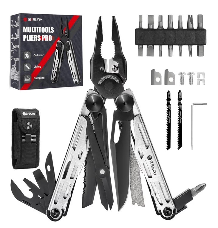 Multitool Pliers Pro BI2045, Stainless Steel 31-In-1 Multi Tool Pliers with Repl