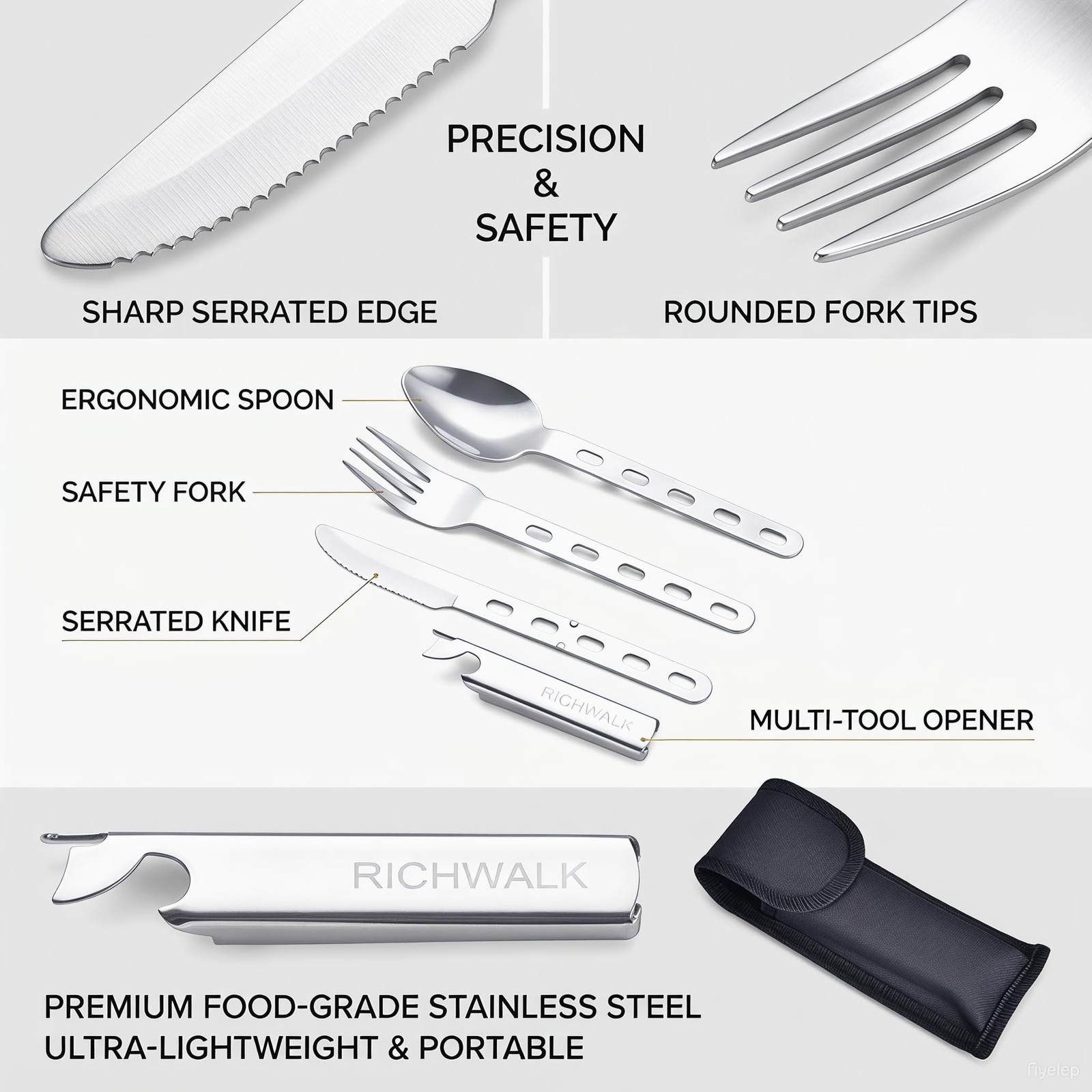 4-in-1 Camping Length: 6.30 in ,Thickness: 0.78 in,Width: 2.36 in, Silver