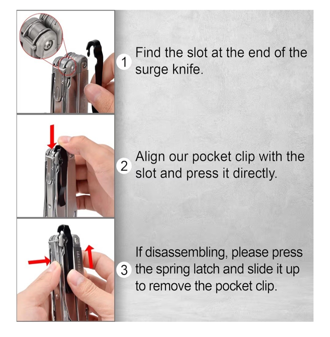 Clips de bolsillo para Leatherman Surge – Accesorios solo para el modelo Surge