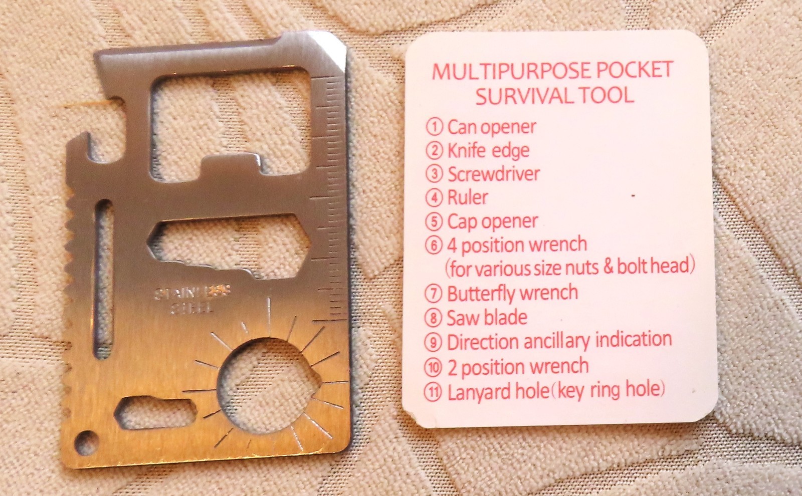MULTIPURPOSE POCKET SURVIVAL – Stainless Steel With 10 Tools NEW