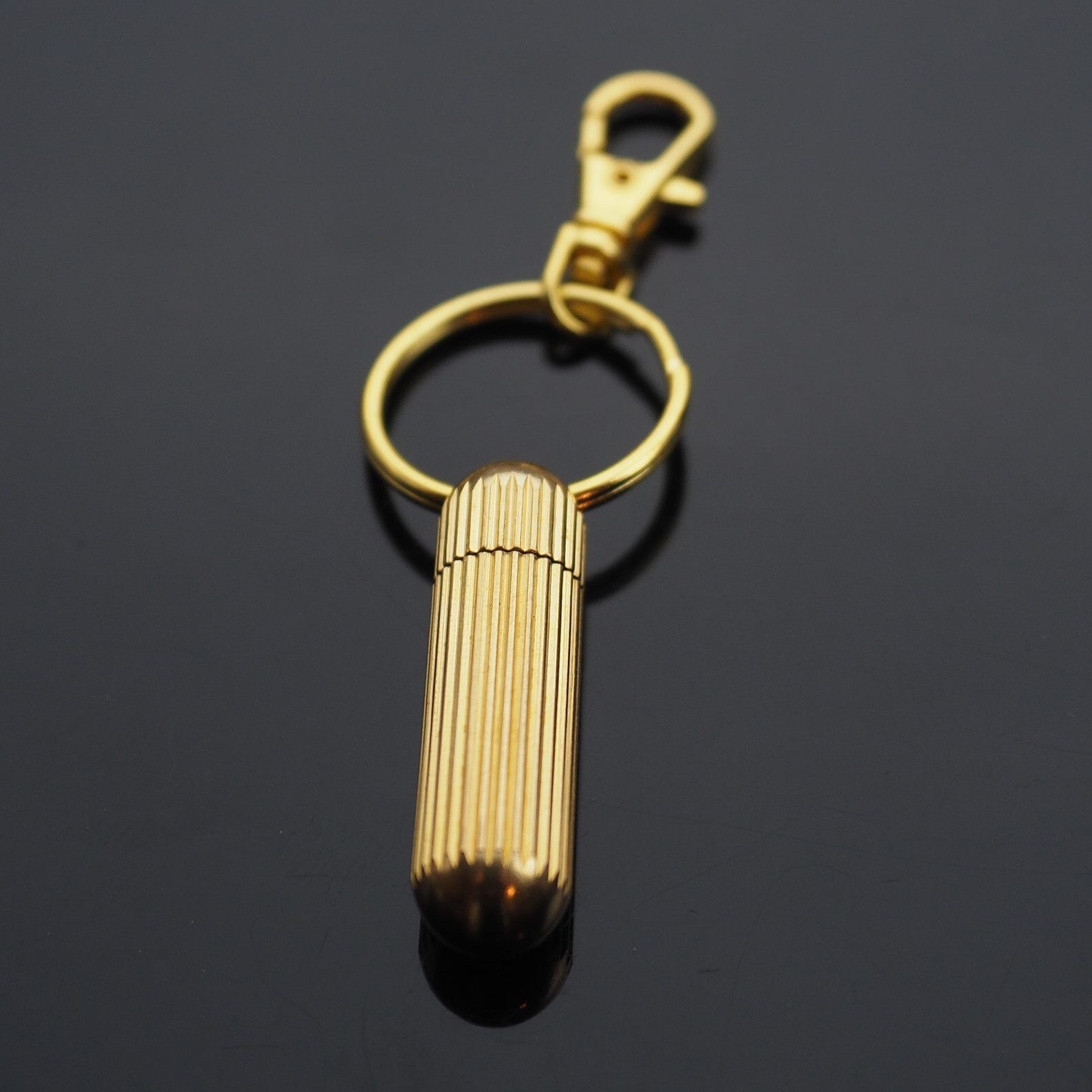 Mini Zipper Pull Brass Capsule Box Cutter Knife Pocket Keychain Key Ring Clip