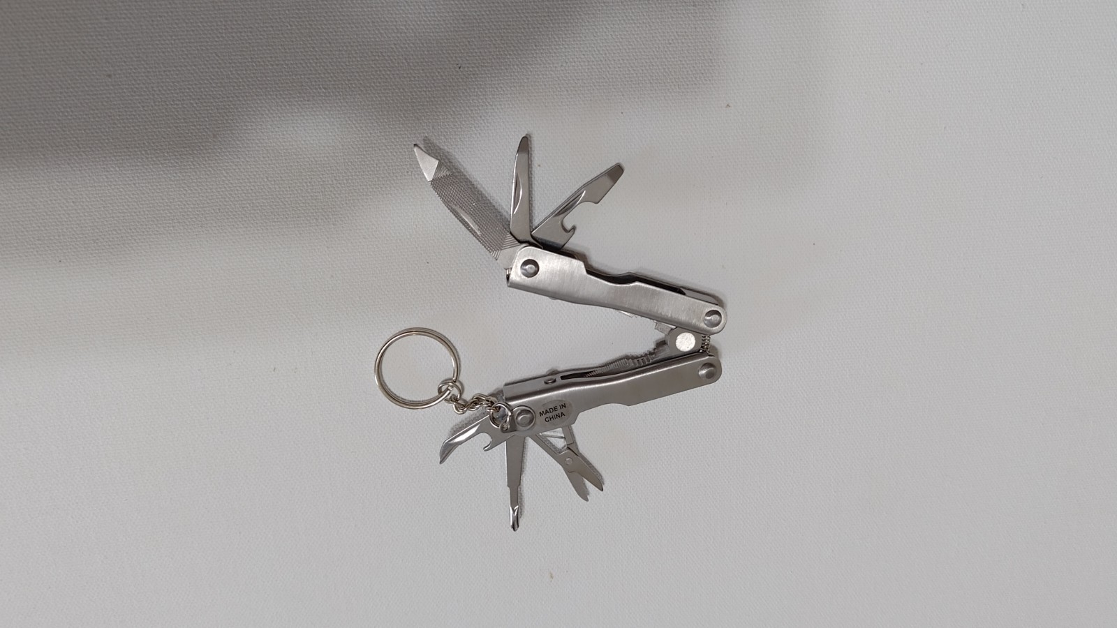 Silver Stainless Steel Keychain Multi-Tool 6-in-1 Plier Knife File Opener