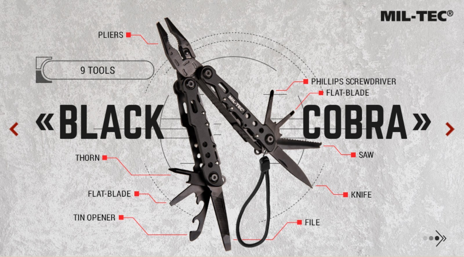 Professional Survival Multi Tool BLACK COBRA 9 Tools – New Model – Factory New